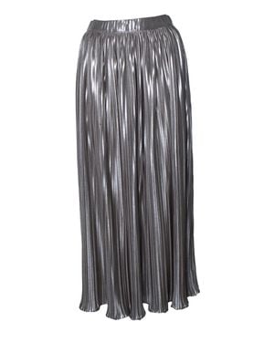 Saloni Metallic Pleated Skirt - Gray
