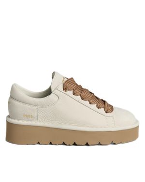 Pànchic Low-Top Nubuck Leather Sneakers With Chunky Gum Sole - White