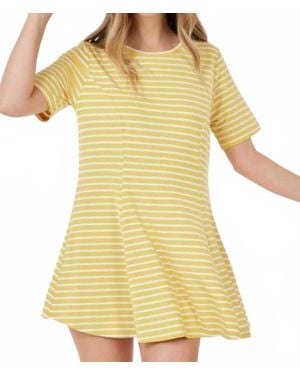 shop basic Short Sleeve Round Neck Stripe Tunic Top - Yellow