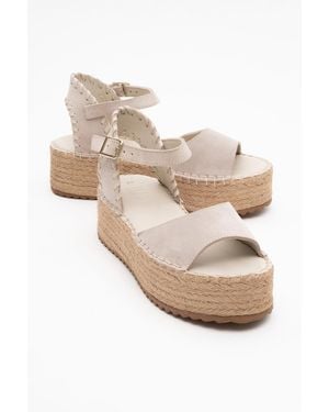 Forever & Always Shoes Serez Leather Platform Espadrilles Sandal - Natural