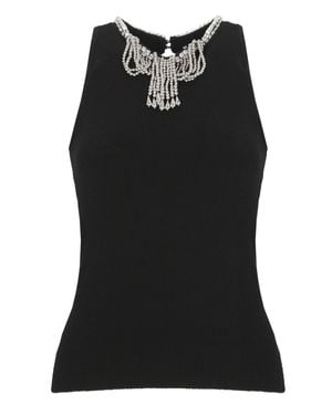 Rabanne Strass Pendant Viscose Tank Top - Black