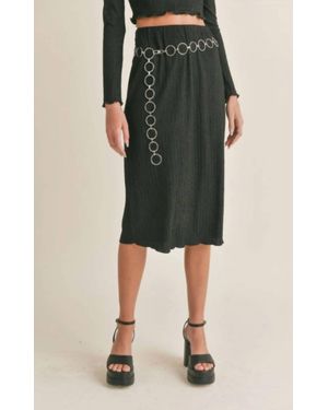 Sadie & Sage Nelly Lettuce Hem Midi Skirt - Green