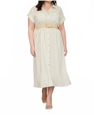 Blu Pepper Belted Shirt Midi Dress - Natural