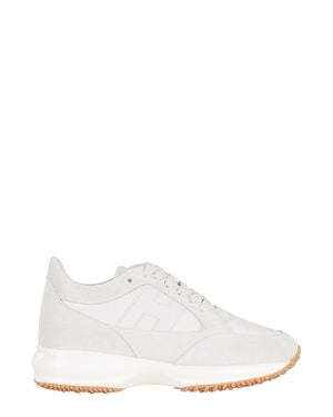 Hogan Cream Interactive Laced Side-Logo Leather Sneakers - White