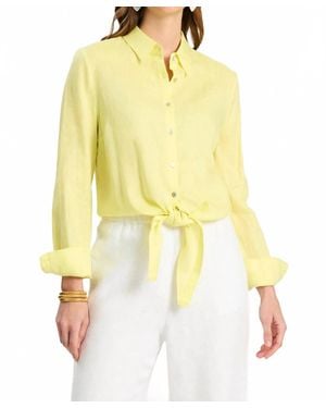 tyler boe Amara Linen Tie Front Shirt - Yellow