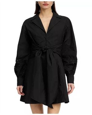En Saison Benedetta Cotton Tie-Waist Shirtdress - Black