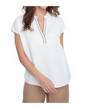 Renuar Blush Breeze Linen Top - White