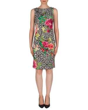 Joseph Ribkoff Rose And Lattice Print Dress - Red