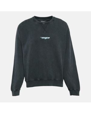 The Kooples Logo Print Faded Cotton Knit Sweatshirt - Gray