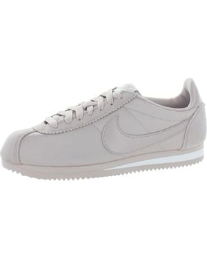 Nike Classic Cortez Suede Trim Lace-Up Running Shoes - Gray