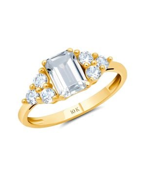 MAX + STONE 10K Or Gemstone Emerald Cut Birthstone Anniversary Ring - Metallic