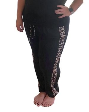 Shirley Stone Leopard Trimmed Jogger - Black