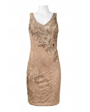 Sue Wong Bodycon Embellished Lace Dress - Natural