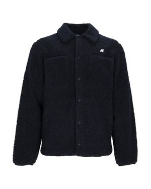 K-Way Signature Sherpa Textured Jacket With Classic Collar - Blue