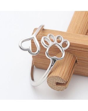 Fashnzfab Paw Heart Ring (Adjustable) - Metallic