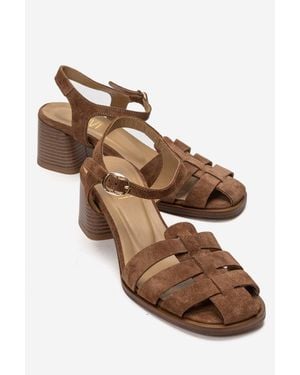 Forever & Always Shoes Devora Leather Block Heel Sandal - Brown