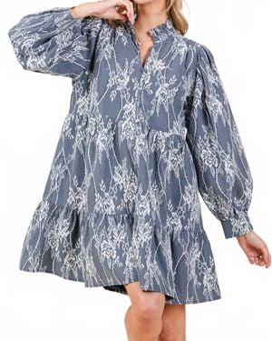 Geegee Eleanor Embroidered Babydoll Dress - Blue