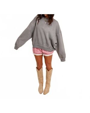 Trend:Notes Notte Crew Oversized Sweatshirt - Gray