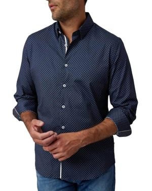 Stone Rose Ornament Long Sleeve Shirt - Blue
