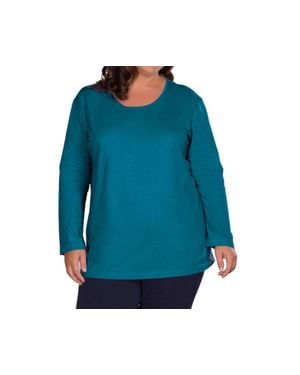 On The Plus Side Jersey Long Sleeve U-Neck Tee - Blue