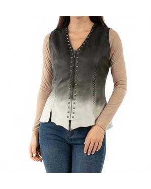 Scully Lambskin Ombre Vintage Vest - Gray