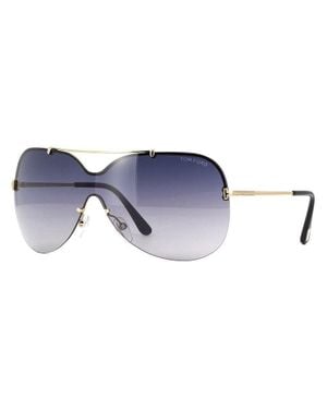 Tom Ford Sunglasses Shield Semi Rim, Frame And Smoke Gradient Lens Ft051928B - Blue