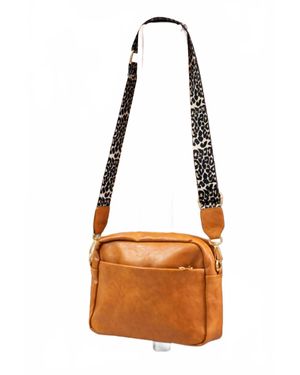 Dani & Em Sierra Leopard Strap Crossbody Bag - Brown