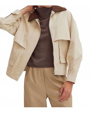 Crescent Alexis Contrast Collar Canvas Barn Jacket - Natural