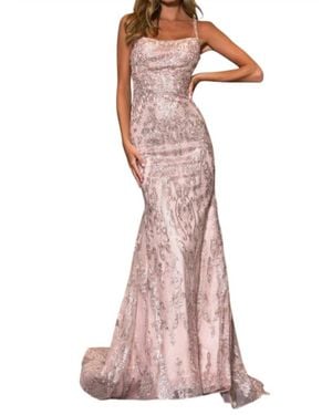 Sherri Hill Straight Neckline Fitted Prom Dress - Pink
