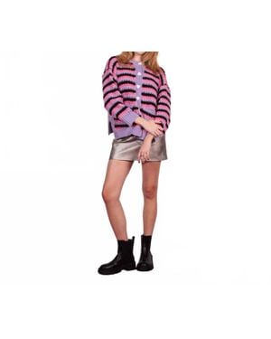 Cara & The Sky Bernice Stripe Cross Stitch Cardigan - Red