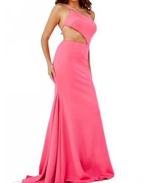 Jovani One Shoulder Cut Out Mermaid Prom Dress - Pink