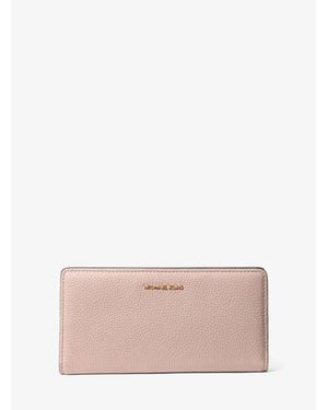 MICHAEL Michael Kors Michael Kors Bryant Large Pebbled Leather Snap-Front Wallet - Pink