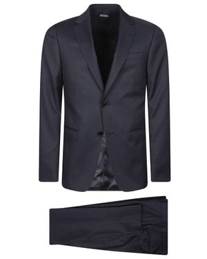 ZEGNA Lux Tailoring Single-Breasted Wool Suit - Blue