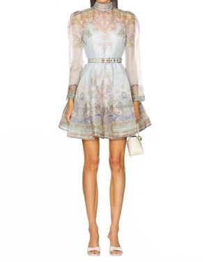 Zimmermann Eden Belted Mini Dress - Gray