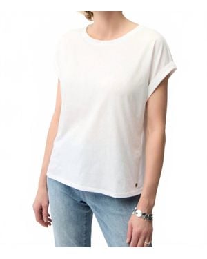 Joseph Ribkoff Crew Neck Short Sleeve Cotton T-Shirt - White