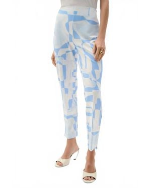 Joseph Ribkoff Geometric Straight Pull-On Pants - Blue
