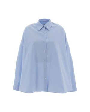 Dries Van Noten Light Casia Oversized Pure Cotton Shirt - Blue