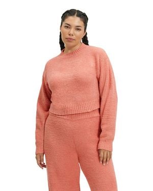 UGG Heddie Cropped Sweater Desert Coral Knitted Mock Neck Gbo92 - Red