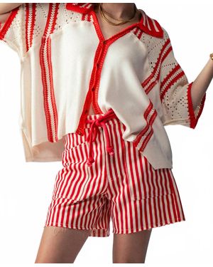 Urban Daizy Isla Crochet Knit Shirt - Red