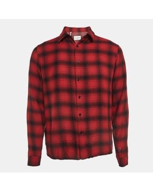 Sandro Plaid Cotton Long Sleeve Shirt - Red