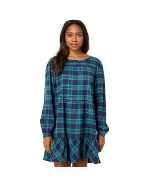 Southern Tide Nadia Flannel Intercostal Dress Plaid Jzz362 - Blue