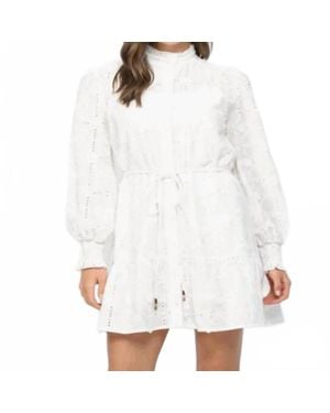 Fate Floral Embroidered Eyelet Lace Tie Dress - White