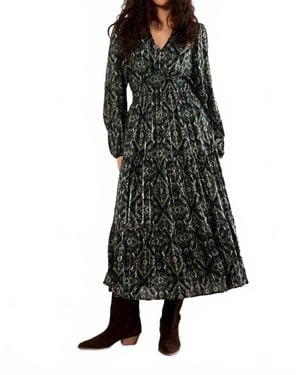 Apricot Empire Smock Waist Tiered Dress - Black