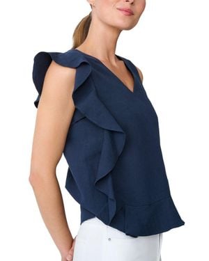J.McLaughlin Athena Linen-Blend Blouse - Blue