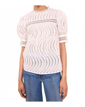 Ulla Johnson Virginia Lace Collar Short Sleeve Blouse - White