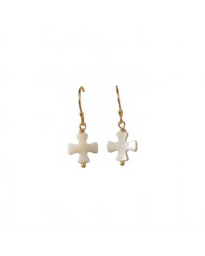 Athra Cross Drop Earring - Metallic