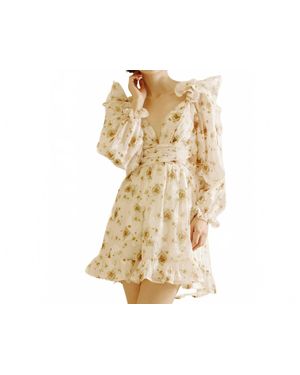 Storia Rose Ruffled Mini Dress - Natural