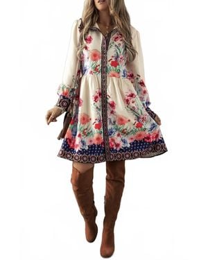 Dear Lover Apricot Floral Dress - White