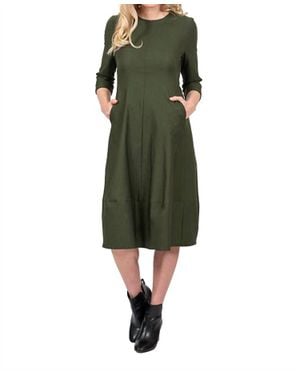 Scapa Three-Quarter Sleeve Midi Dress - Green