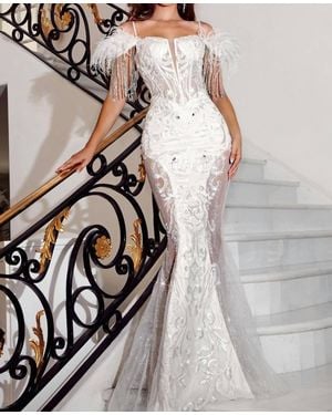 Portia and Scarlett Off Shoulder Prom Dress - Gray